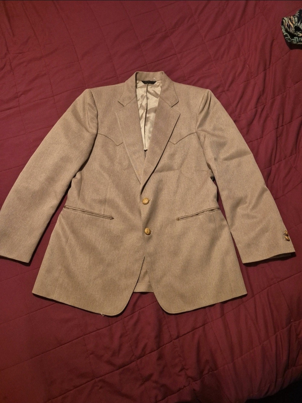 Vintage 70s Brookfield Western Sport Coat Blazer Tan Twill - Union Made